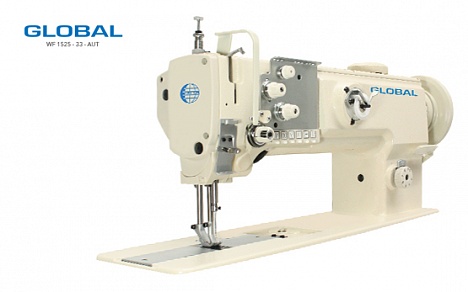Global WF-1525-33 AUT Одноигольная прямострочная промышленная швейная машина с тройным продвижением материала, увеличенной платформой и автоматическими функциями